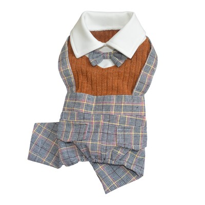 Kutya Jumpsuit Nyomtatók Kockás masni Design macska kölyök ing nadrág tavaszi őszi fiú kisállat ruházat kis kutyának