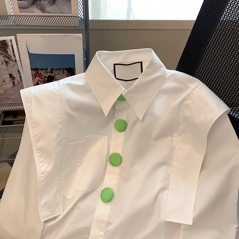 Свободни Blusas Mujer Топове с шикозни копчета Бяла риза с ревери Дамски Camisa Feminina Пролетни ежедневни блузи Диви ризи за 