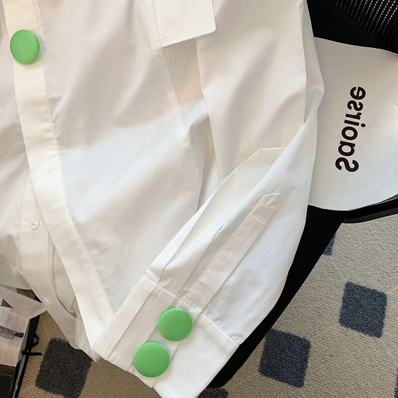 Свободни Blusas Mujer Топове с шикозни копчета Бяла риза с ревери Дамски Camisa Feminina Пролетни ежедневни блузи Диви ризи за 