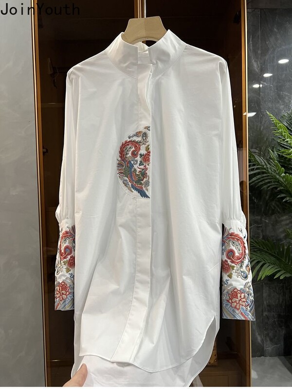 Дамско облекло Винтидж големи блузи с дълги ръкави и дълги ръкави в китайски стил Ежедневни блузи Blusas De Mujer Ризи с бродерия Топове