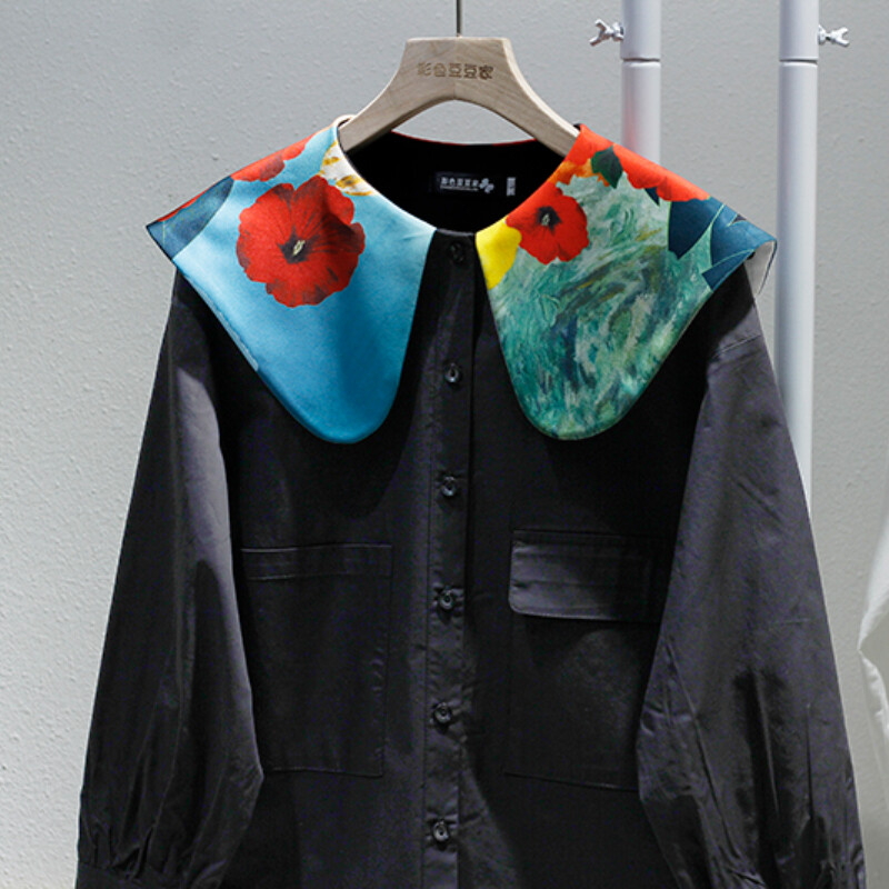 Винтидж цветни контрастни ризи с яка на Питър Пан Обикновена свободна ежедневна дамска блуза с дълъг ръкав Пролет Есен 2024 Нови Blusas Mujer