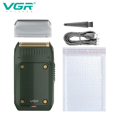 Aparat de ras electric VGR profesional pentru bărbați Mini aparat de tuns barba Mașină de bărbierit Trimmer pop-up cu lamă de folie, reîncărcabil prin USB V-353