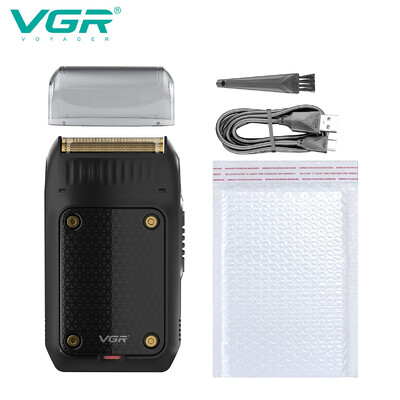 Aparat de ras electric VGR profesional pentru bărbați Mini aparat de tuns barba Mașină de bărbierit Trimmer pop-up cu lamă de folie, reîncărcabil prin USB V-353