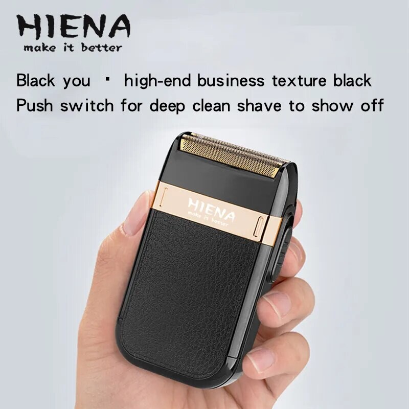Hiena HI-301 Електрическа самобръсначка за мъже Акумулаторна самобръсначка за брада Възвратно-постъпателни ножчета за гладко бръснене Преносима, удобна за пътуване