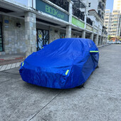 Husă pentru mașină, exterior complet universal SUV/Sedan, în aer liber, impermeabilă, la soare, la ploaie, la zăpadă, la UV, cu fermoar mașină, design albastru