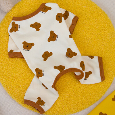 Aranyos Kutya Jumpsuit Pamut Kisállat Kutya Ruhák Medve Mintás 4 Lábú ing Kutya Pizsama Onesie Kis kutyáknak Chihuahua Puppy Pijamas PJS