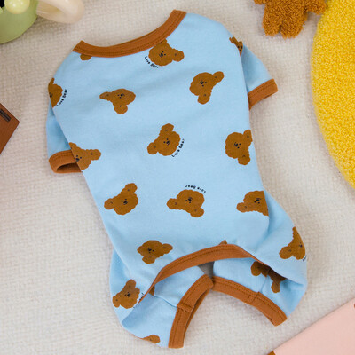 Aranyos Kutya Jumpsuit Pamut Kisállat Kutya Ruhák Medve Mintás 4 Lábú ing Kutya Pizsama Onesie Kis kutyáknak Chihuahua Puppy Pijamas PJS