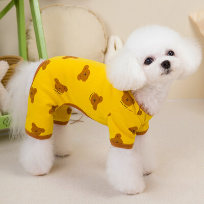 Aranyos Kutya Jumpsuit Pamut Kisállat Kutya Ruhák Medve Mintás 4 Lábú ing Kutya Pizsama Onesie Kis kutyáknak Chihuahua Puppy Pijamas PJS