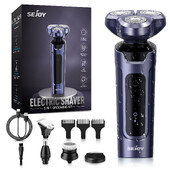 Aparat de bărbierit electric rotativ 5 în 1 Sejoy pentru bărbați, tip C, cu reîncărcare, mașină de bărbierit, mașină de ras pentru adulți, aparat de tuns