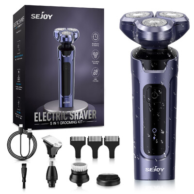 Aparat de bărbierit electric rotativ 5 în 1 Sejoy pentru bărbați, tip C, cu reîncărcare, mașină de bărbierit, mașină de ras pentru adulți, aparat de tuns