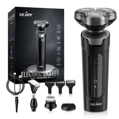 SEJOY Aparat de bărbierit pentru bărbați Aparat de ras electric USB Puternic aparat de bărbierit aparat de ras electric, reîncărcabil, rezistent la apă