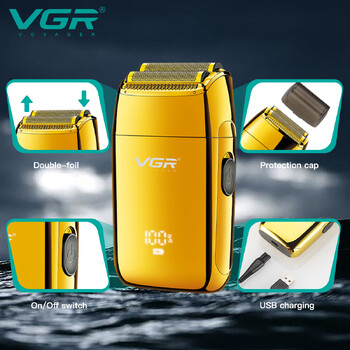 VGR Shaver Electric Shaver Beard Trimmer Beard Shaver Professional Electric Razor Ανδρική μηχανή κοπής γενειάδας Επαναφορτιζόμενη V-399