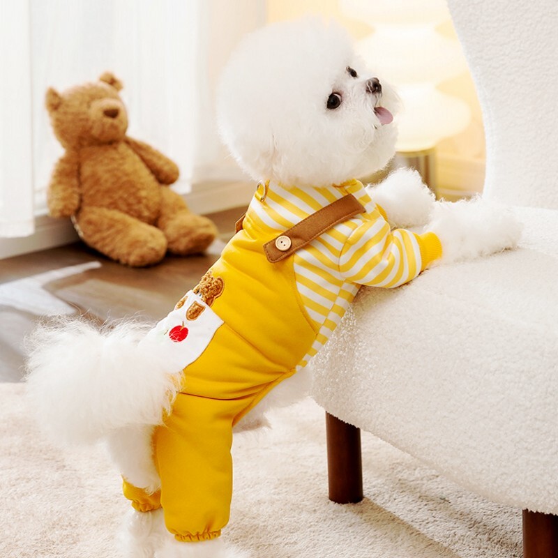 Kombinezon za pse na pruge za kućne ljubimce Jesenska odjeća za pse Mekani kombinezon za štene Slatki kombinezon s crtanim uzorcima Mačka Odjeća za čivavu Pidžama za kućne ljubimce