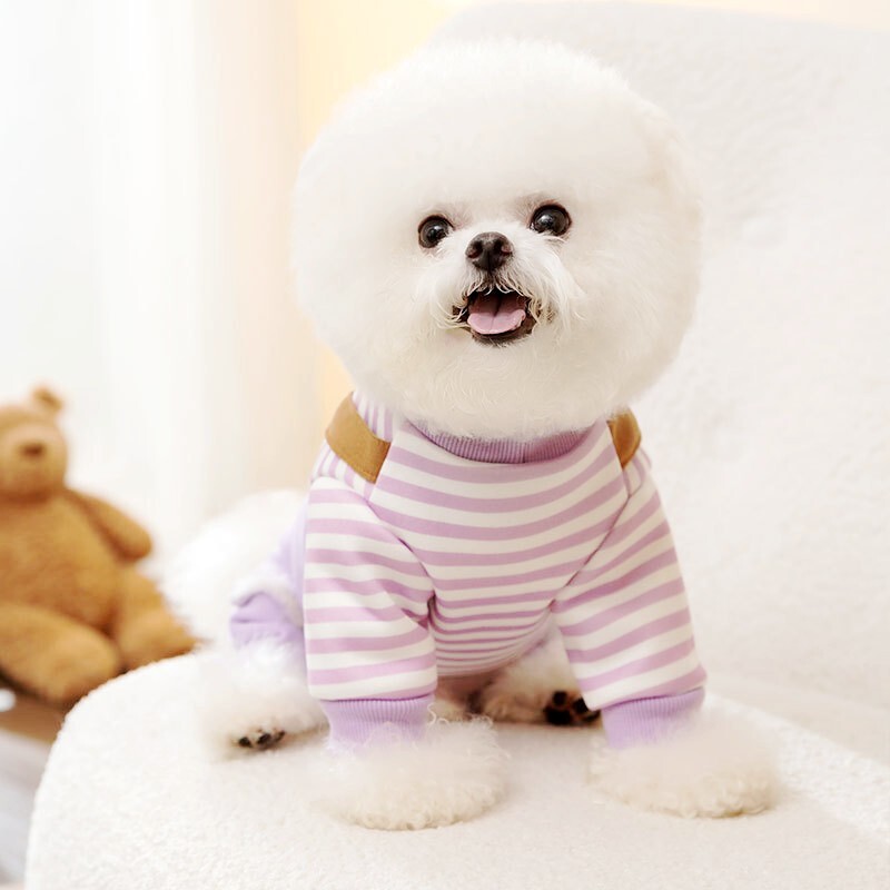 Kombinezon za pse na pruge za kućne ljubimce Jesenska odjeća za pse Mekani kombinezon za štene Slatki kombinezon s crtanim uzorcima Mačka Odjeća za čivavu Pidžama za kućne ljubimce