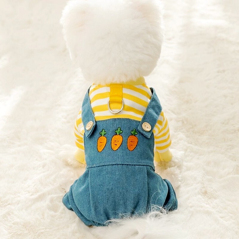 Kombinezon za pse na pruge za kućne ljubimce Jesenska odjeća za pse Mekani kombinezon za štene Slatki kombinezon s crtanim uzorcima Mačka Odjeća za čivavu Pidžama za kućne ljubimce