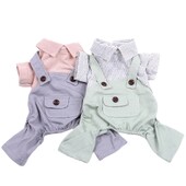 Cămașă cu dungi pentru câine și pisică Salopetă cu buzunar mare Tricou pentru cățelușă de primăvară/vară