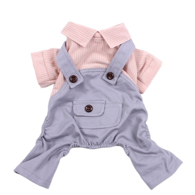 Prugasta košulja za pse, mačke, kombinezon, majica s velikim džepom za štene za kućne ljubimce Proljetno/ljetni kombinezon