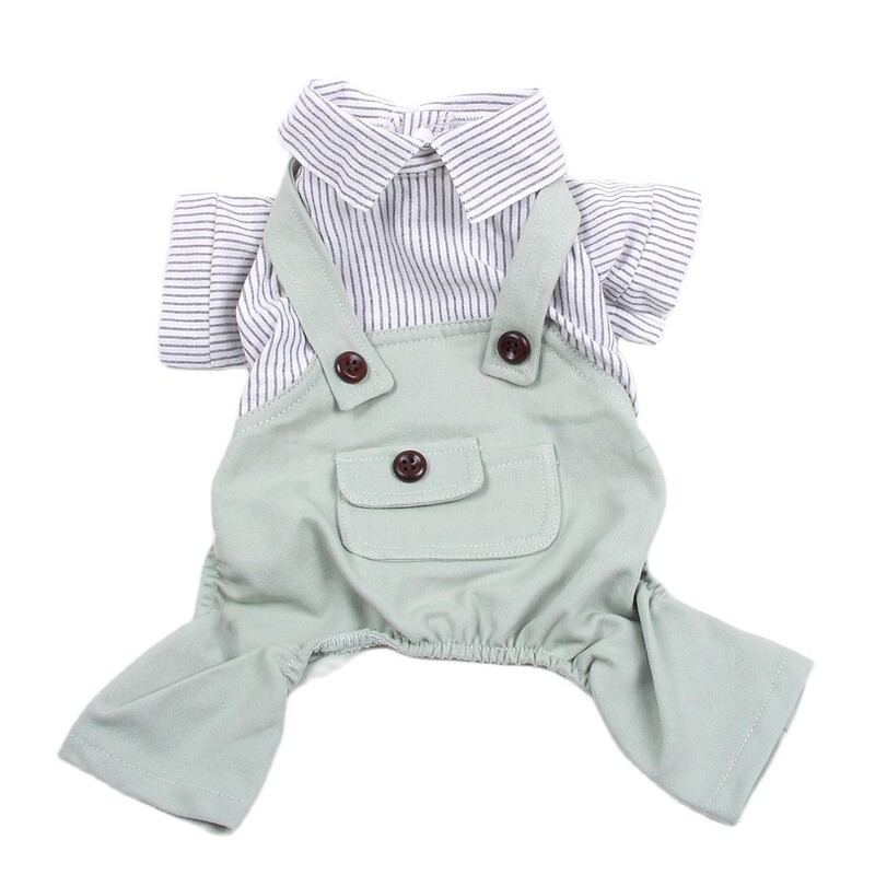 Prugasta košulja za pse, mačke, kombinezon, majica s velikim džepom za štene za kućne ljubimce Proljetno/ljetni kombinezon