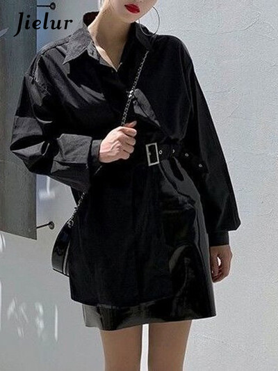 Cămăși Jielur Femei Temperament lejer Îmbrăcăminte în stil coreean Topuri și bluze pentru femei Solid Casual Design Elegant Asimetric șic