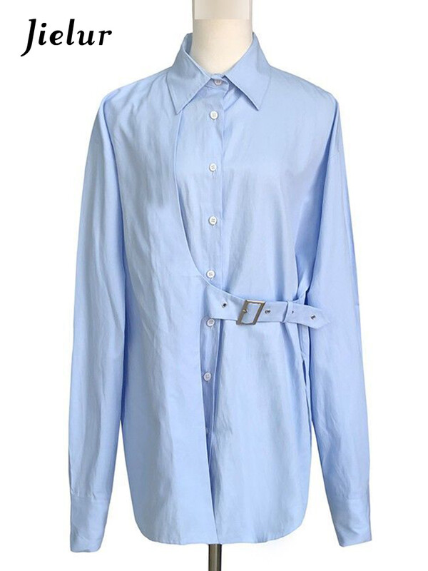 Jielur Košulje Ženske opuštene temperamentne odjeće u korejskom stilu Ženske majice i bluze Jednobojni, ležerni, elegantni dizajn, asimetrični šik