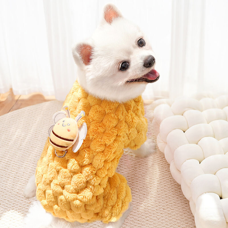 Slatka pidžama za pse Zimski kombinezon za pse Odjeća Žuto Ružičasto Plavi Medvjed Uzorak Flis Odjeća za kućne ljubimce Kombinezoni za štene Onesie Yorki