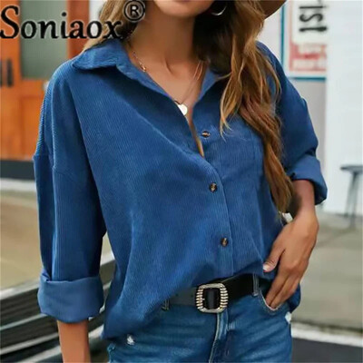 Cămașă din velur pentru femei, culoare solidă, cu mânecă lungă, guler răsturnat, ocazional, largi, la modă, cămașă pentru femei, haine vintage