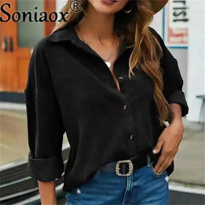 Cămașă din velur pentru femei, culoare solidă, cu mânecă lungă, guler răsturnat, ocazional, largi, la modă, cămașă pentru femei, haine vintage