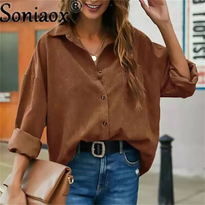 Cămașă din velur pentru femei, culoare solidă, cu mânecă lungă, guler răsturnat, ocazional, largi, la modă, cămașă pentru femei, haine vintage