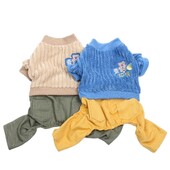 Băiat Câine Pisică Salopetă Hanoră Dungi verticale Costume de design din velur pentru animale de companie Jachetă Haine de toamnă/iarnă