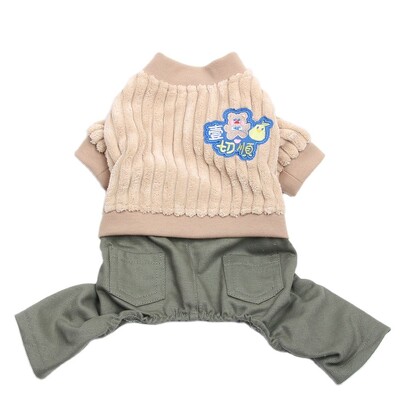 Băiat Câine Pisică Salopetă Hanoră Dungi verticale Costume de design din velur pentru animale de companie Jachetă Haine de toamnă/iarnă
