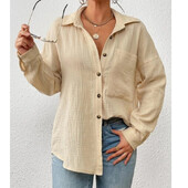Cămăși largi casual, solide, pentru femei, toamna 2024, vintage, cămăși și bluze supradimensionate pentru femei, topuri elegante pentru tineret pentru femei