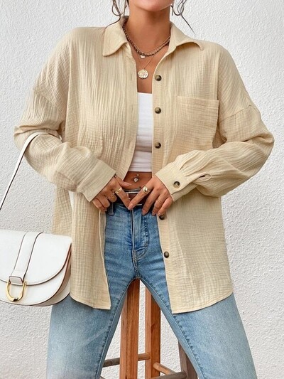 Cămăși largi casual, solide, pentru femei, toamna 2024, vintage, cămăși și bluze supradimensionate pentru femei, topuri elegante pentru tineret pentru femei