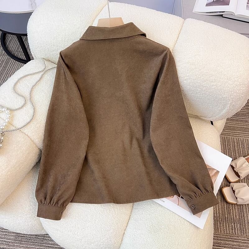 Proljeće Jesen Izvezena svestrana gornja odjeća Košulja za žene Francuski stil Leptir kravata Zavezana od samta Modna majica dugih rukava