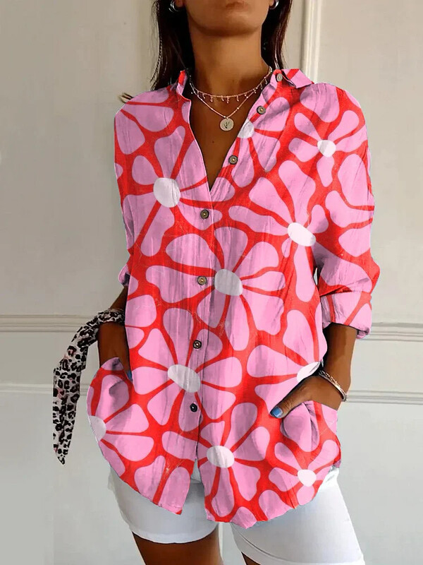 Modna ženska košulja s preklopom 3/4 rukava jednostavna ležerna ženska modna košulja na kopčanje Udobna košulja europske veličine