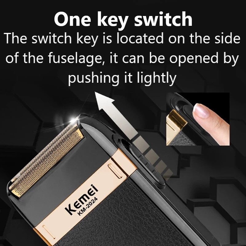 Kemei punjivi aparat za brijanje za muškarce električni brijač za mokro i suho brijanje, stroj za brijanje lica, brade, električni brijač za ćelavu glavu s dodatnom mrežicom