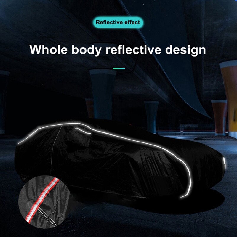 210T Univerzalne pune presvlake za automobil Vanjski Spriječiti Sunce Snijeg Kiša Prašina Mraz Vjetar i lišće Black Fit Suv Sedan Hatchback