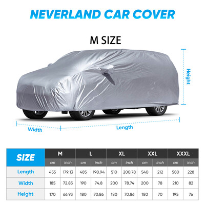 Huse universale SUV/Sedan pentru mașină, în aer liber, impermeabilă, soare, ploaie, zăpadă, rezistentă la praf, protecție UV, argintie, husă mașină M-XX