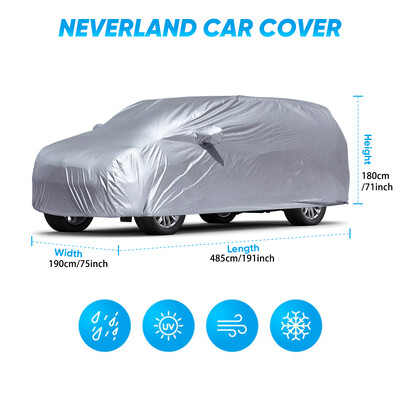 Huse universale SUV/Sedan pentru mașină, în aer liber, impermeabilă, soare, ploaie, zăpadă, rezistentă la praf, protecție UV, argintie, husă mașină M-XX