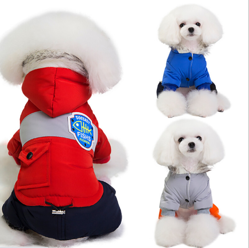 Odjeća za pse pamučno podstavljeni kaput podebljana topla pamučno podstavljena odjeća jesen i zima Odjeća na četiri noge sa šeširom za sve pse