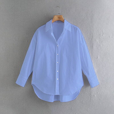 Solid Stil tânăr Simplitate Button Up Asimetric Dimensiune mare Cămașă liberă pentru petrecerea timpului liber Femei Bluză de culoare strălucitoare Topuri de modă Femei