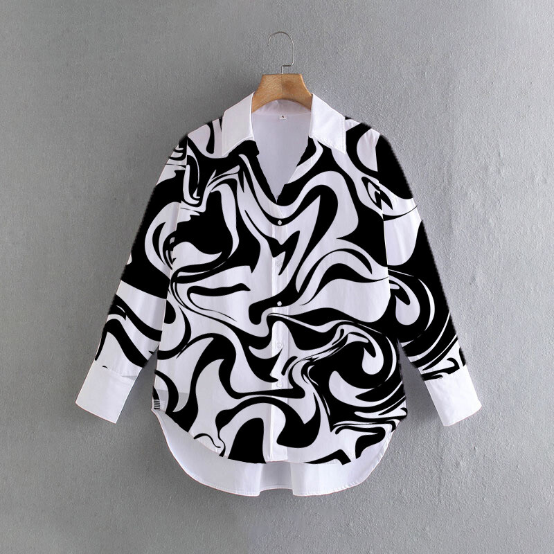 Jednostavan mladi stil, jednostavnost, asimetrična široka majica velike veličine, jednostavnost na kopčanje, ženska bluza svijetle boje, modne majice