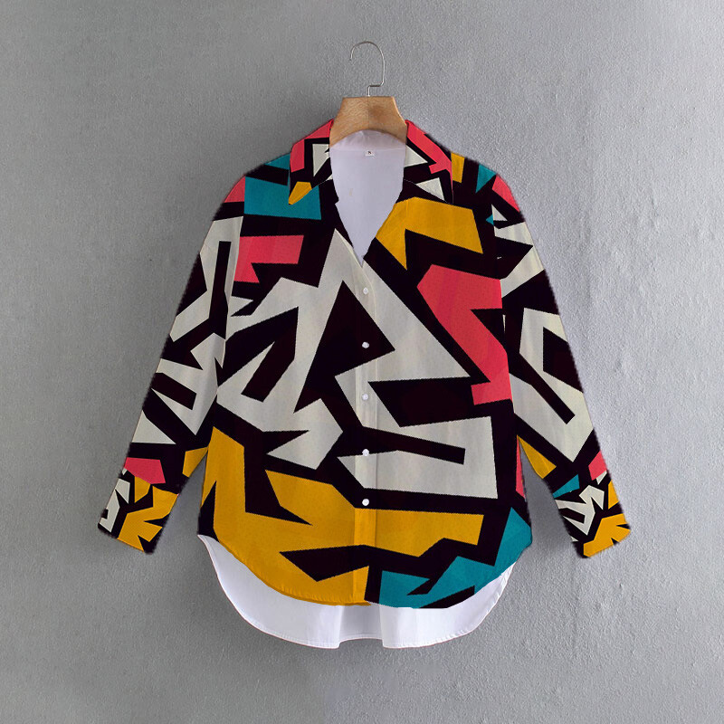 Jednostavan mladi stil, jednostavnost, asimetrična široka majica velike veličine, jednostavnost na kopčanje, ženska bluza svijetle boje, modne majice