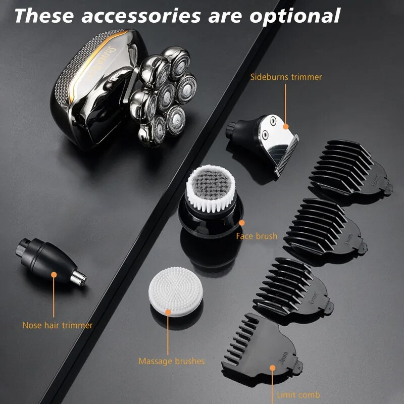 7D brijači za glavu za muškarce 5 u 1 električni muški aparat za brijanje za ćelave muškarce Mokro i suho vodootporni aparat za brijanje za ćelavu glavu Električni brijači za muškarce