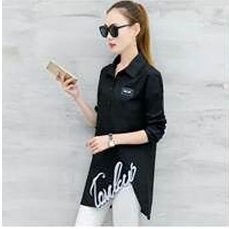 Modne majice s vezom na revere Ženska odjeća 2023. Jesen Zima Opuštene ležerne majice Asimetrične bluze