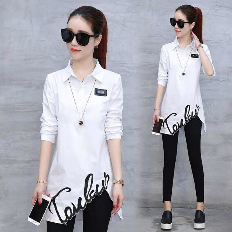 Modne majice s vezom na revere Ženska odjeća 2023. Jesen Zima Opuštene ležerne majice Asimetrične bluze