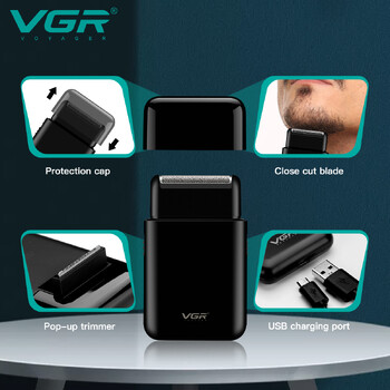 VGR Electric Shaver Professional Razor Mini Beard Trimmer Μηχάνημα ξυρίσματος Μηχάνημα κοπής γενειάδας Razor Hair Trimmer for Men V-390