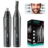 Aparat de tuns pentru nas lavabil VGR 2in1 pentru barbati si femei Aparat de tuns sprancene electric pentru curatarea urechilor pentru barba pentru corp reincarcabil