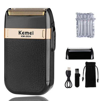 Aparat de ras electric Kemei KM-2024, cu încărcare USB, cu cap suplimentar de tăiat, alternativ, cu două lame, aparat de ras aparat de tuns barba