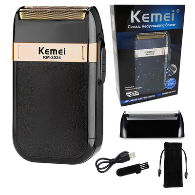 Aparat de ras electric Kemei KM-2024, cu încărcare USB, cu cap suplimentar de tăiat, alternativ, cu două lame, aparat de ras aparat de tuns barba