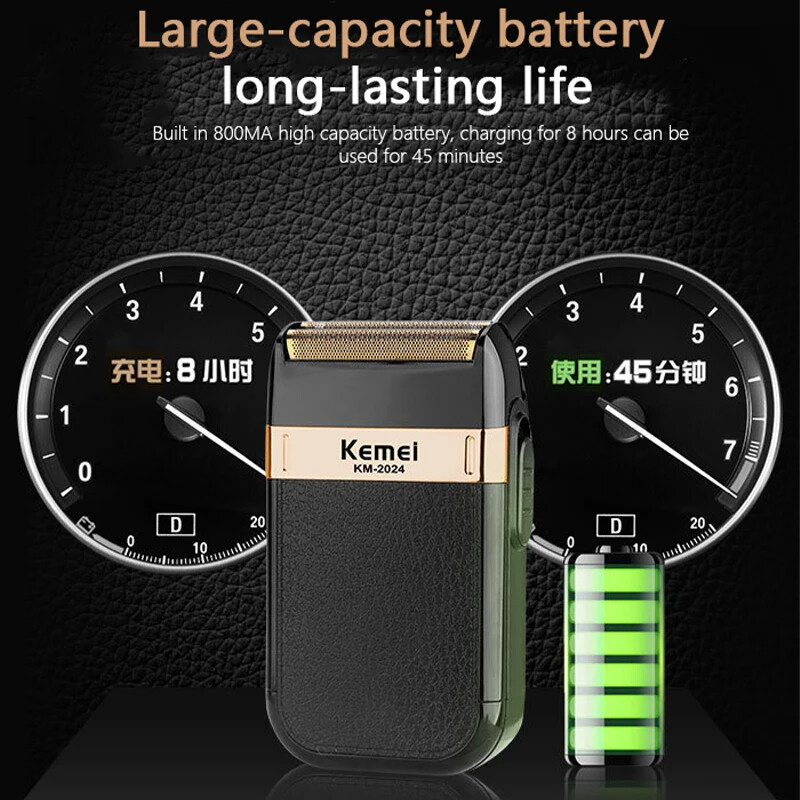 Kemei KM-2024 Električni brijač s USB punjenjem Dodatna rezna glava Klipni brijač s dvije oštrice Brijač Trimer za bradu